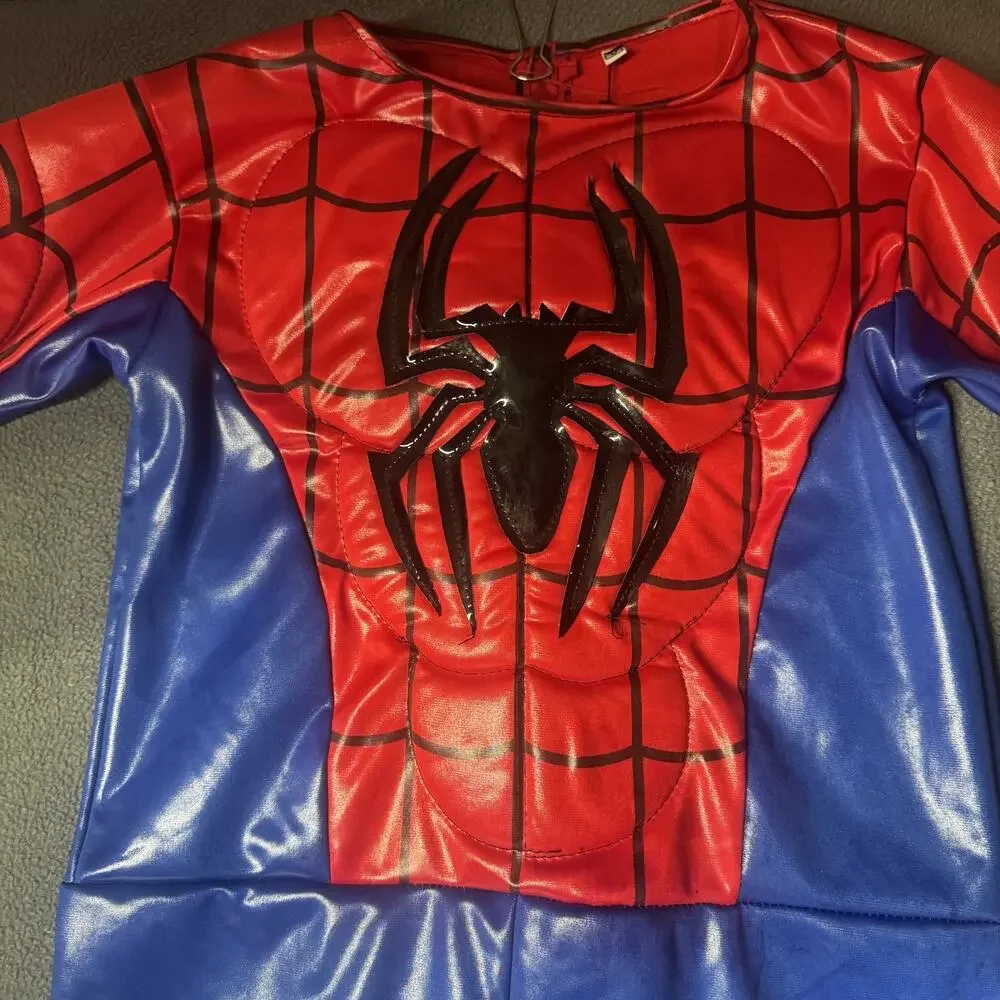 Spider-Man Muscle Costume W/ hard Sound Mask Kids/Youth Size 8 Cosplay